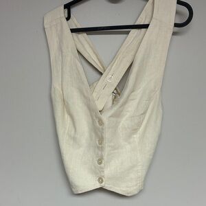 Abercrombie & Fitch Cream Cross-Back Crop Top